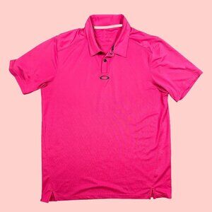 Oakley Men's Bright Pink Minimalist Golf Golfing Polo Shirt Size Large